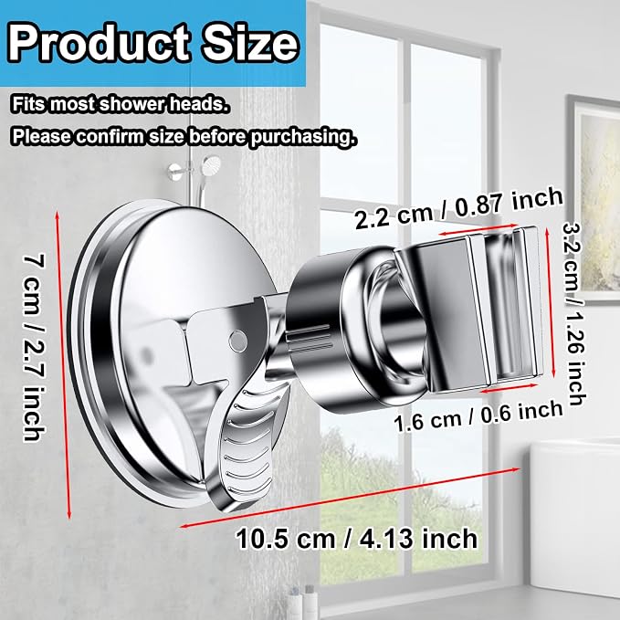 Adjustable Shower Head Holder, Suction Cup Handheld Shower Bracket, Removable - Image 2