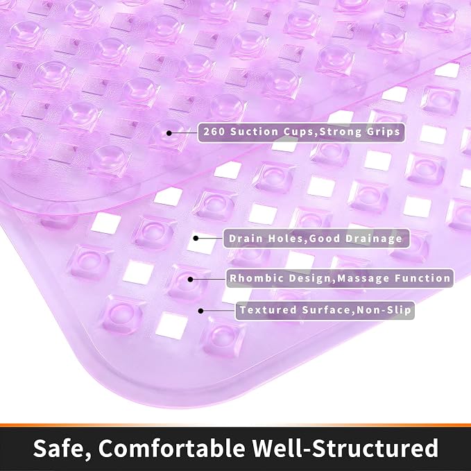 Yimobra Non Slip Bath Mat, Super Strong Suction Cups, 34.5"x15.5"Long Tub Mat - Image 7