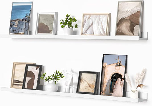 Heimlove Picture Ledge Shelf, Floating Shelves Set of 2, 48 Inches Picture Shelf by Heimlove