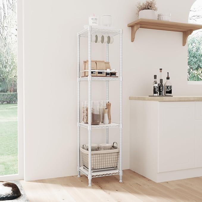 IZEUK 4 Tier Steel Storage Shelves, Adjustable Wire Shelving Unit - Image 2