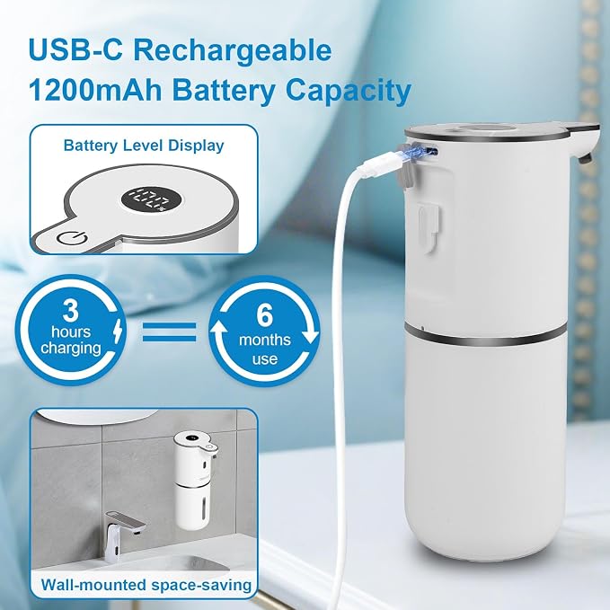 Automatic Liquid Soap Dispenser Touchless, USB Rechargeable Smart Hand Soap - Image 4