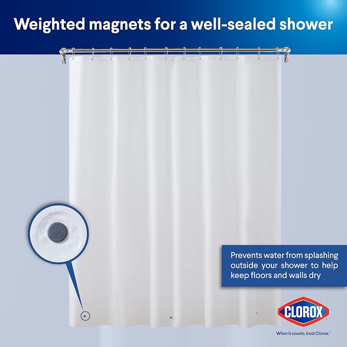 CLOROX Shower Curtain Liner, Premium Lightweight Flexible Waterproof 8g PEVA - Image 8