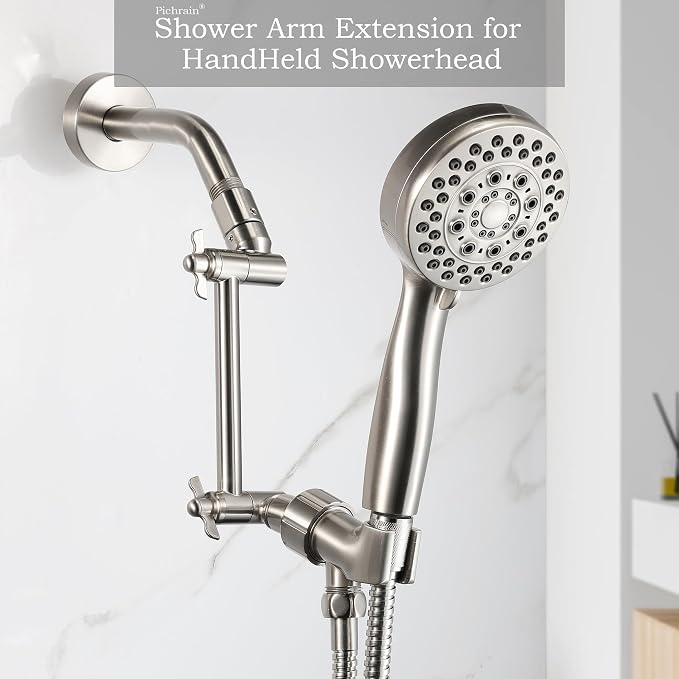 6 Inch Adjustable Shower Head Extension Arm, All-Metal Shower Arm Extender - Image 3