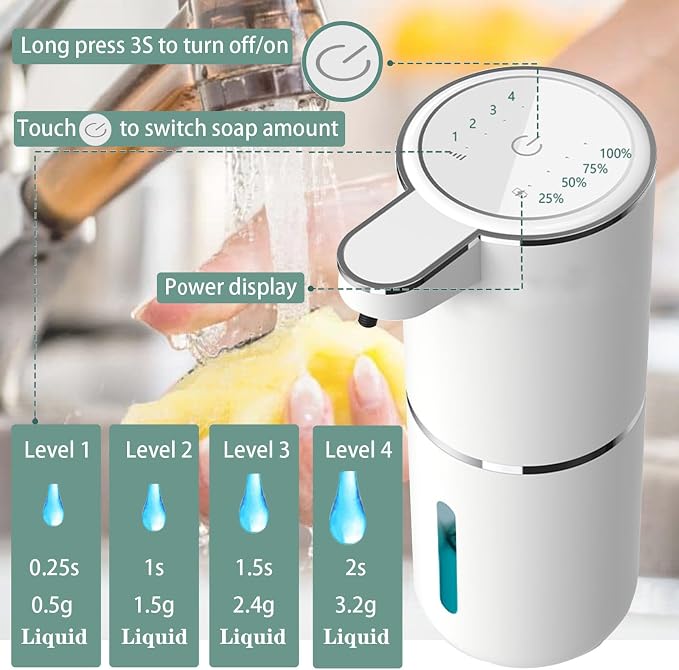 Automatic Liquid Soap Dispenser, Touchless Hand Soap Dispenser 13.5oz/400ml USB - Image 2