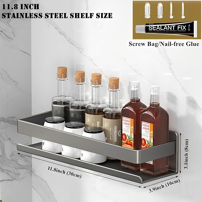 Stainless Steel Detachable Floating Shelf, Nail-Free or Drilling, Floating Wall - Image 3