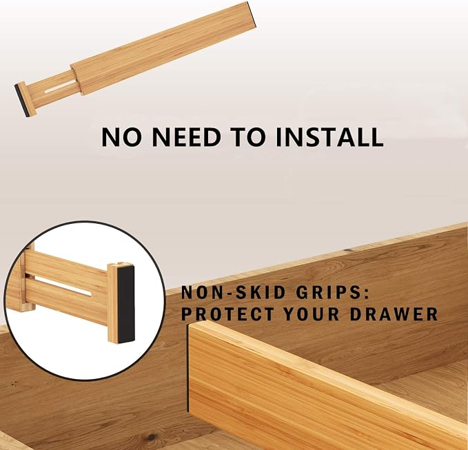 BAMEOS Drawer Dividers kitchen Organization Bamboo Utensil Organizers - Image 7