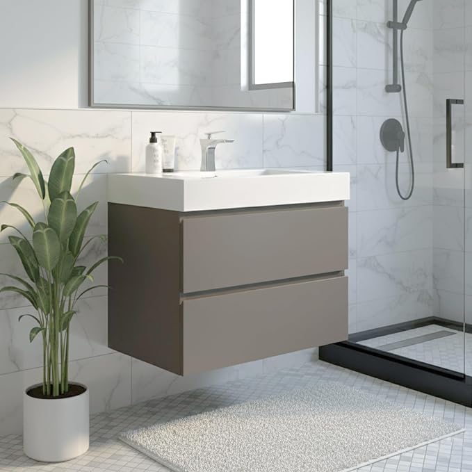 Alice 30 Inch Modern Grey Bathroom Vanity by BLUHOUZZ