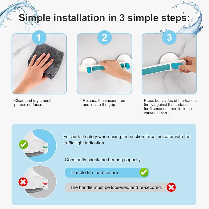 Showers Bathtubs Grab Bars, Suction Cup Handle - Image 5