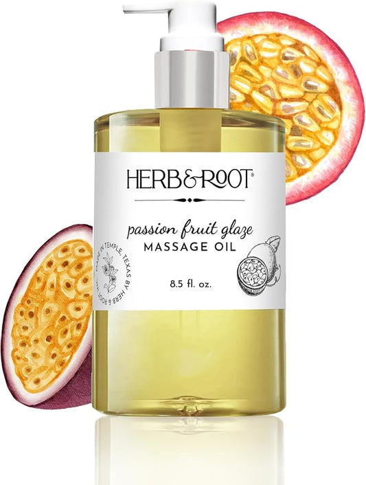Passion Fruit Glaze Massage Oil, 8.5 oz | Tropical Maracuja Body Oil by HerbRoot