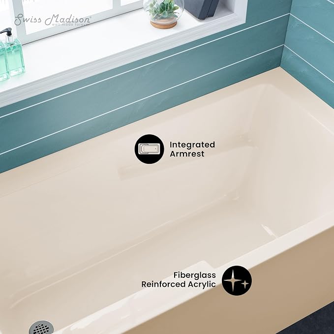 Voltaire 60" X 30" Left-Hand Drain Alcove Bathtub - Image 4