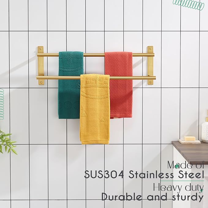 KOKOSIRI 24 Inch Bathroom Towel Racks Double Towel Bar Bath Towel Holder Towel - Image 5