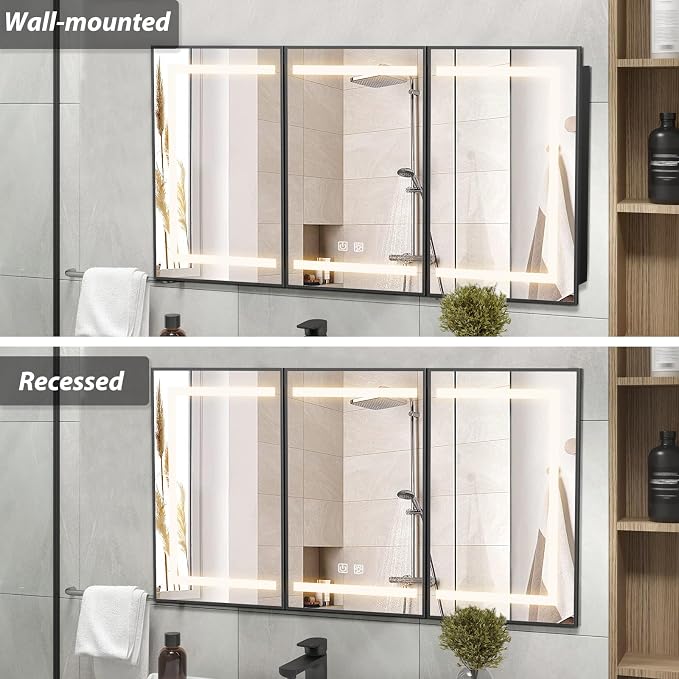 APRILSOUL 60X32 Inch Black Bathroom Medicine Cabinet - Image 3