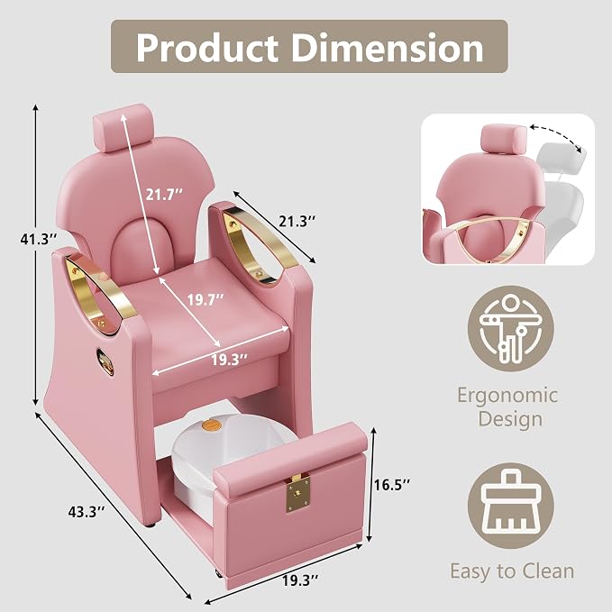 Pedicure Station for Nail Tech, Reclining Pedicure Chair - Image 2