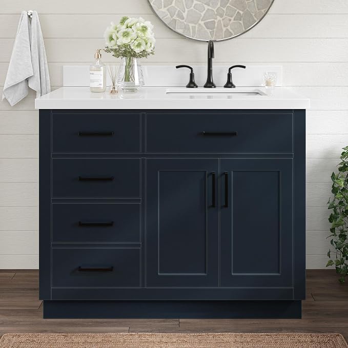 ARIEL Hepburn 43 Inch Single Sink Bathroom Vanity in Midnight Blue, 1.5 Edge by Ariel