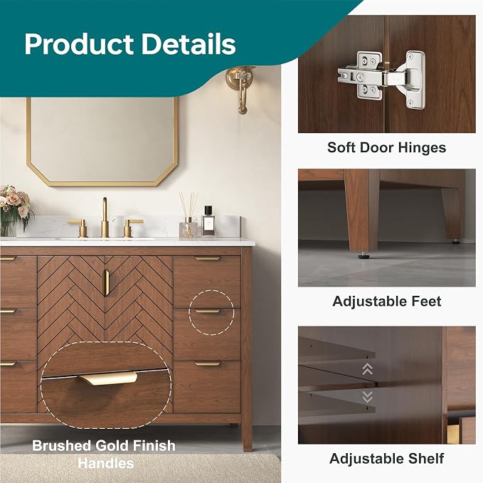 48 Inch Walnut Bathroom Vanity - Image 4