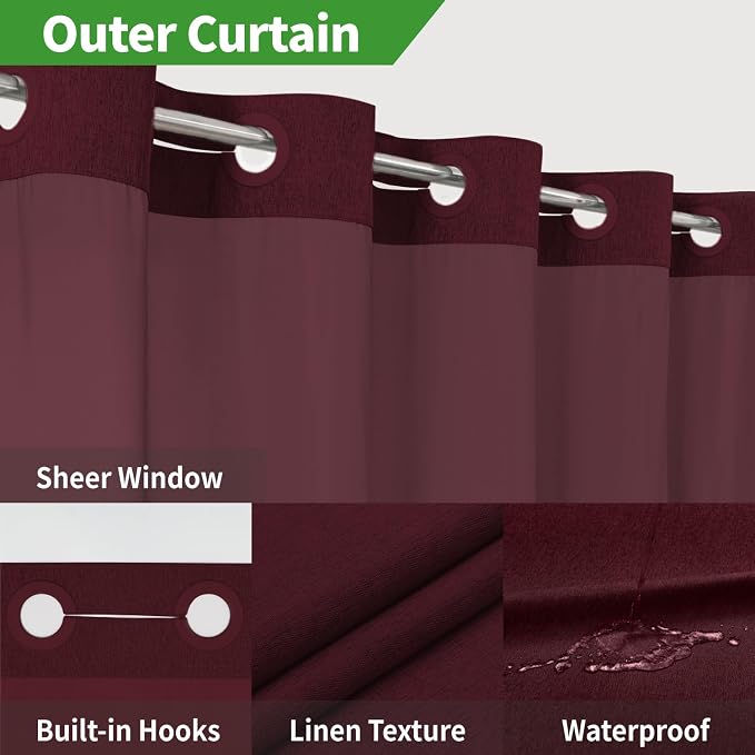 No Hooks Needed Linen Textured Shower Curtain - Image 3