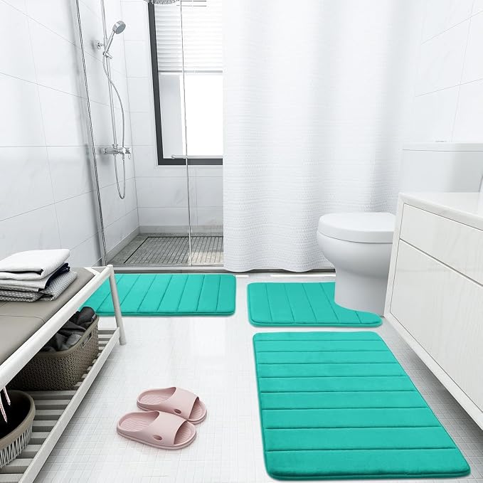 Buganda Memory Foam Bath Mat, Ultra Soft and Non-Slip Bathroom Rugs, Water - Image 6