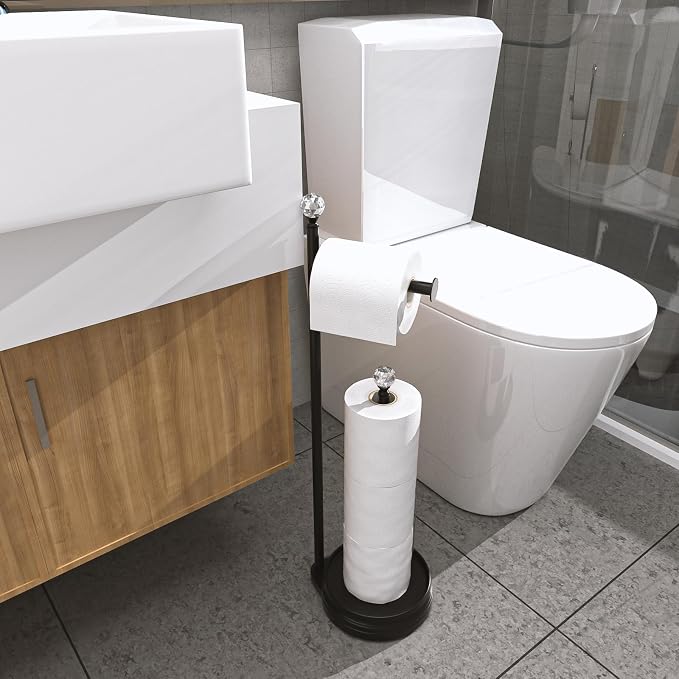 Toilet Paper Holder for Bathroom, Heavy Weighted Metal Free Standing Toilet - Image 4