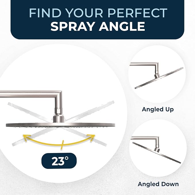 HammerHead Showers® Solid Metal 12 Inch Rainfall Shower Head, Large Rain Shower - Image 6