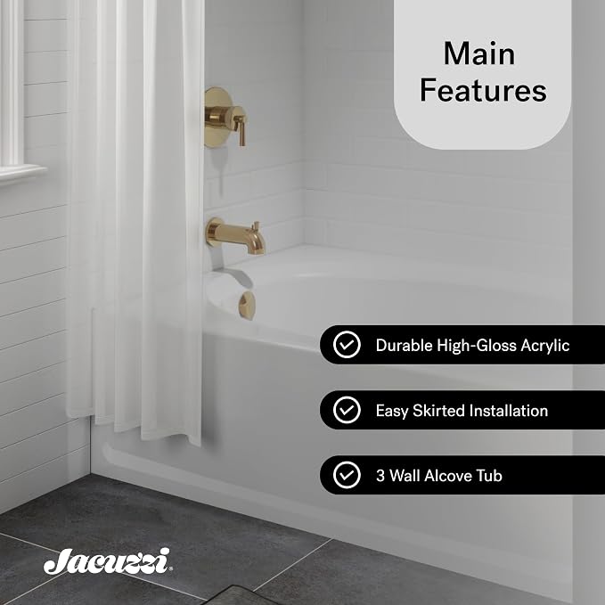 JACUZZI SIGNATURE Acrylic Skirted Soaking Bathtub, Slip Resistant, Right Drain - Image 8
