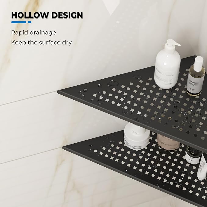 FerdY 2-Pack 10" Matte Black Recessed Corner Shower Shelf, - Image 7
