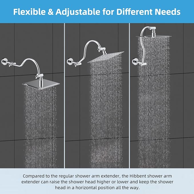 Hibbent All Metal Upgraded 18'' Shower Head Extension Arm - Image 6