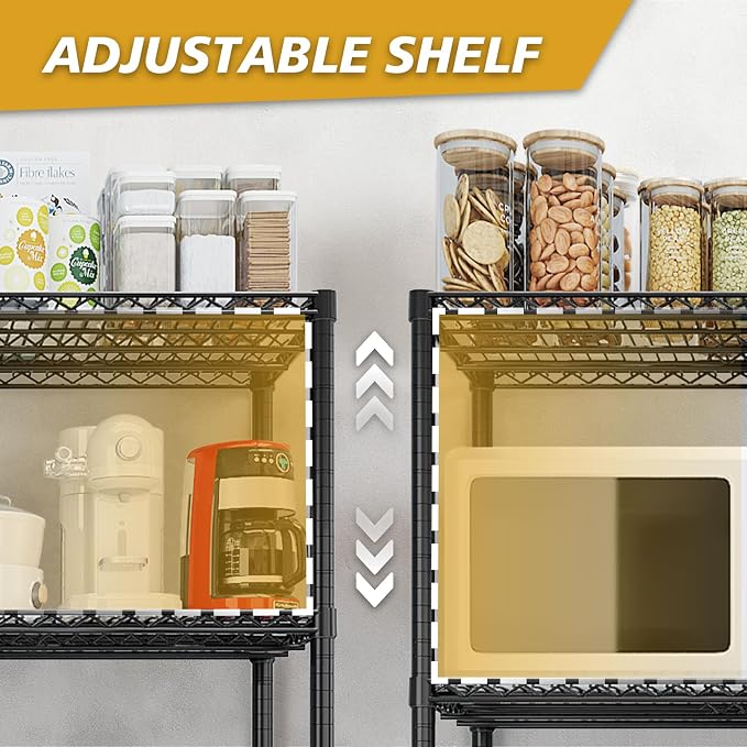 4 Tier Storage Racks Shelving, Heavy Steel Pantry Shelves, Adjustable Wire - Image 4