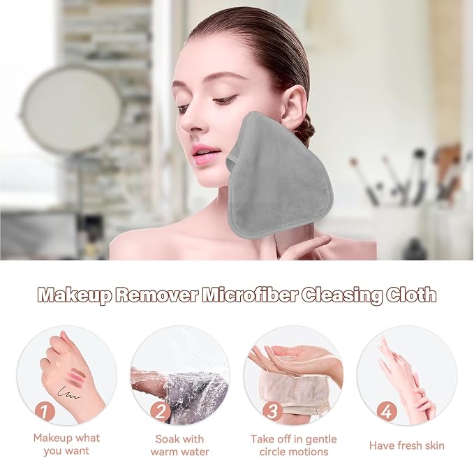 Nugilla Makeup Remover Cloths, 8 Packs Makeup Remover Towels Reusable Face Wash - Image 6