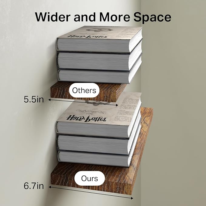 BAYKA Floating Shelves, 22.5 inches Rustic Wood Wall Shelves - Image 3