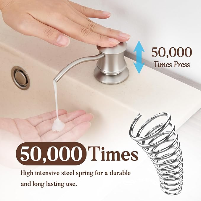 Built in Soap Dispenser for Kitchen Sink Countertop, Solid Brass Pump Head Long - Image 5