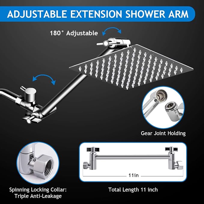Shower Head Combo, 8 Inch High Pressure Rain Shower Head - Image 5