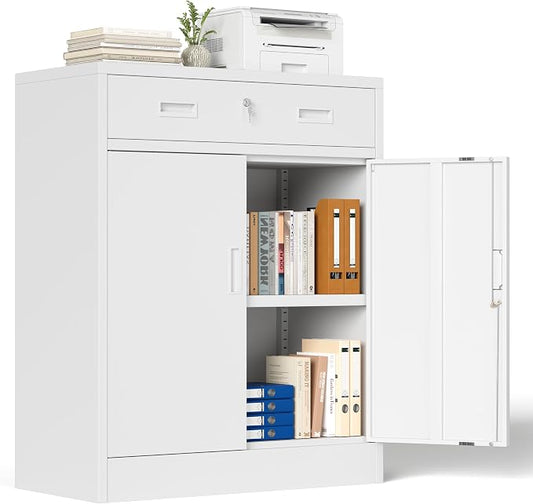 Metal Storage Cabinet with Drawer, Adjustable Shelf File Cabinet Cabinet with by YEEZER