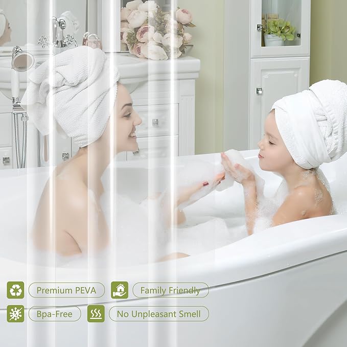 PEVA Clear Short Shower Curtain Liner 60 x 66 inch, Transparent Shower Liner - Image 3