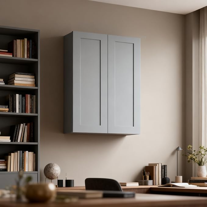 30 Inch Laundry Room Cabinets Wall Mounted, Solid Wood Over The Toilet Storage - Image 2