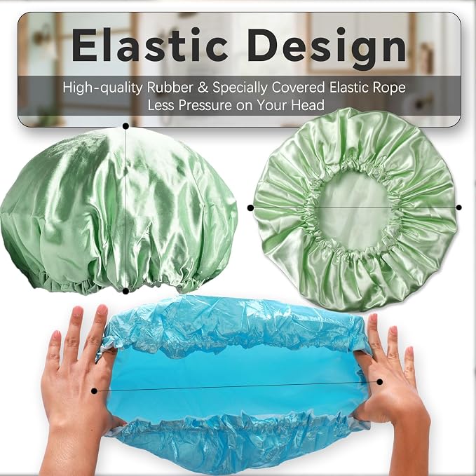 SMILCO 4 Pack Shower Caps, Double Waterproof Layers Reusable Bath Caps - Image 4