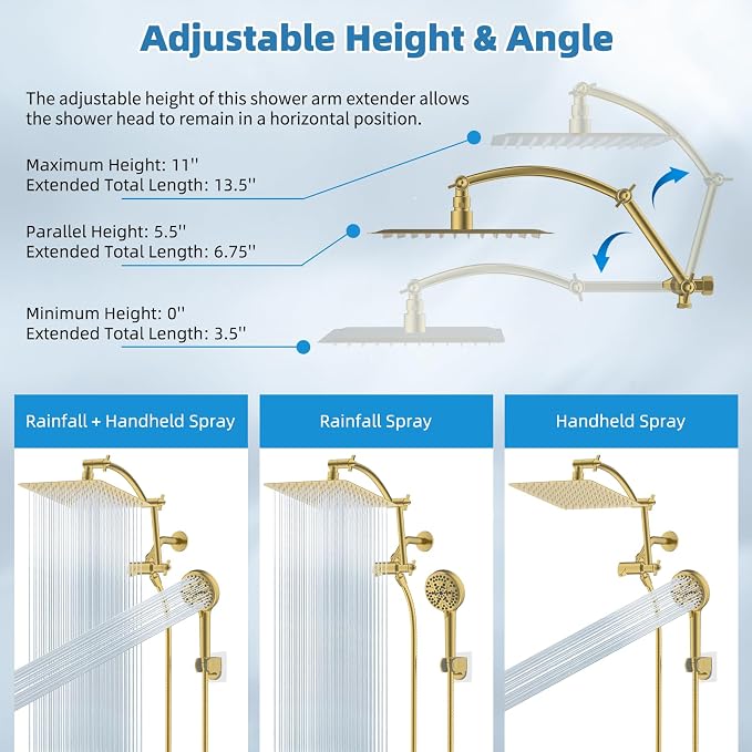 Hibbent All Metal Shower Head, Handheld Showerhead Combo - Image 5