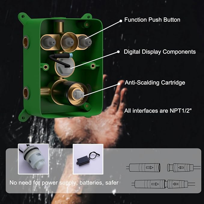 Oil Rubbed Bronze Shower System Digital Display Shower Faucet Set - Image 6