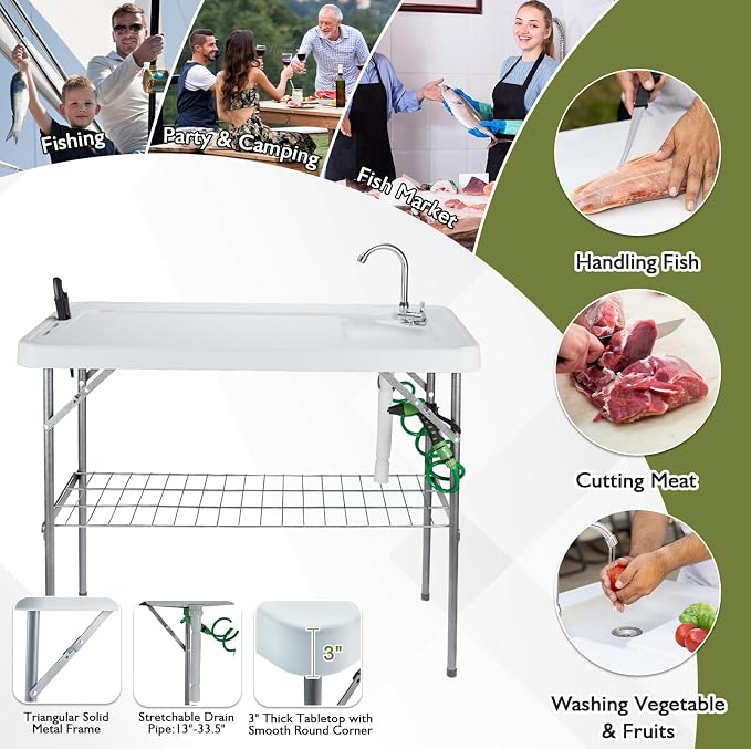 Folding Fish Cleaning Table Portable Camping Sink Table - Image 7
