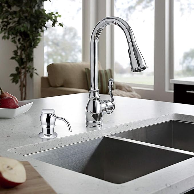 Samodra Kitchen Sink Soap/Lotion Dispenser, Brass Pump Head Chrome Finish 12 OZ - Image 9