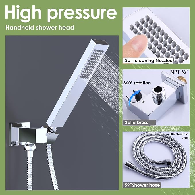 Enga Shower Body Jet System 12 Inch Ceiling Mounted Rainfall Shower Head - Image 5