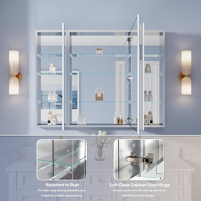 WELLFOR 48" x 36" Bathroom Medicine Cabinet - Image 4