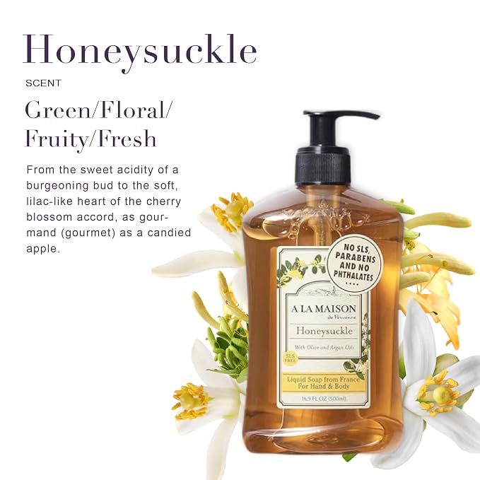 A LA MAISON de Provence Liquid Soap Honeysuckle, 16.9 Fl Oz - Image 2