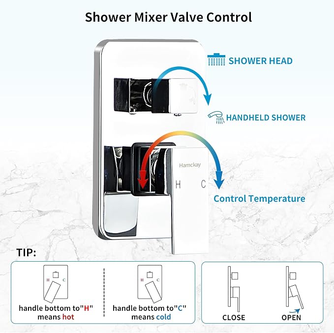 8 Inch Polished Chrome Shower Faucet Set - Image 6