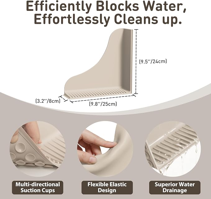 Roslim No-Adhesive 2-Pack All-Silicone Shower Splash Guard - Image 2