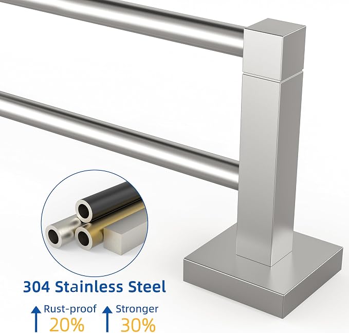 RUACQ Double Towel Bar, 24 Inch Bath Towel Rack - Image 4
