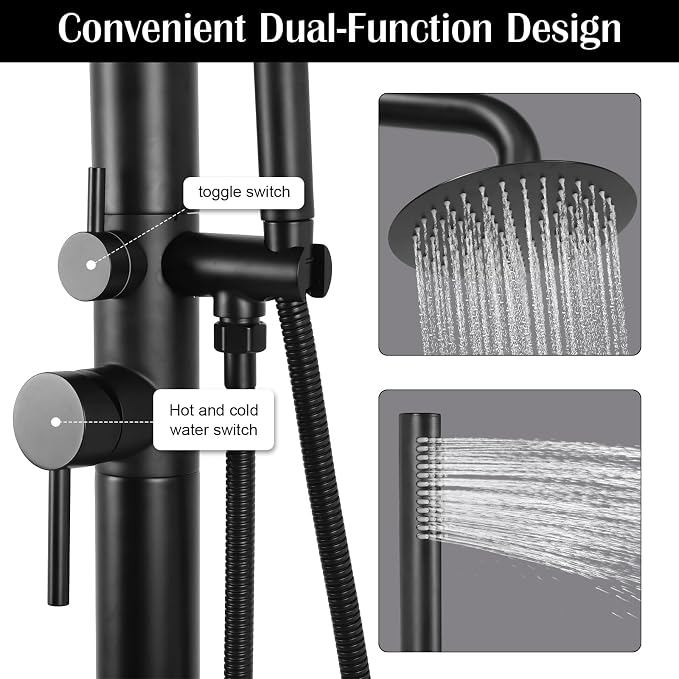 Freestanding Outdoor Shower – Height Adjustable Matte Black Outdoor Shower - Image 7