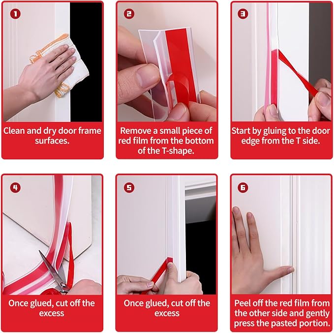 2024 Updated 29.5Ft T-Shaped Clear Weather Stripping Door Seal, Door Draft - Image 4