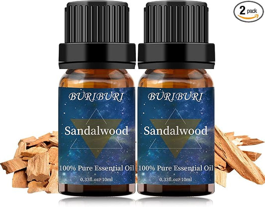 Sandalwood Essential Oil 2Pack for Massage, Humidifier by BURIBURI