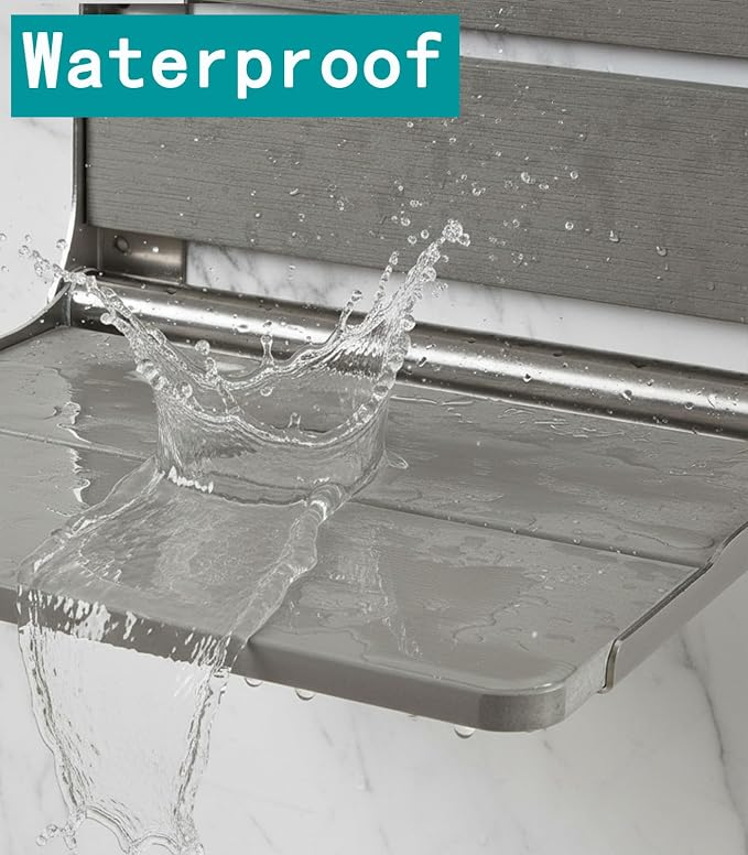 17.5'' Folding Shower Seat Wall Mounted, Foldable Waterproof Shower Bench - Image 6