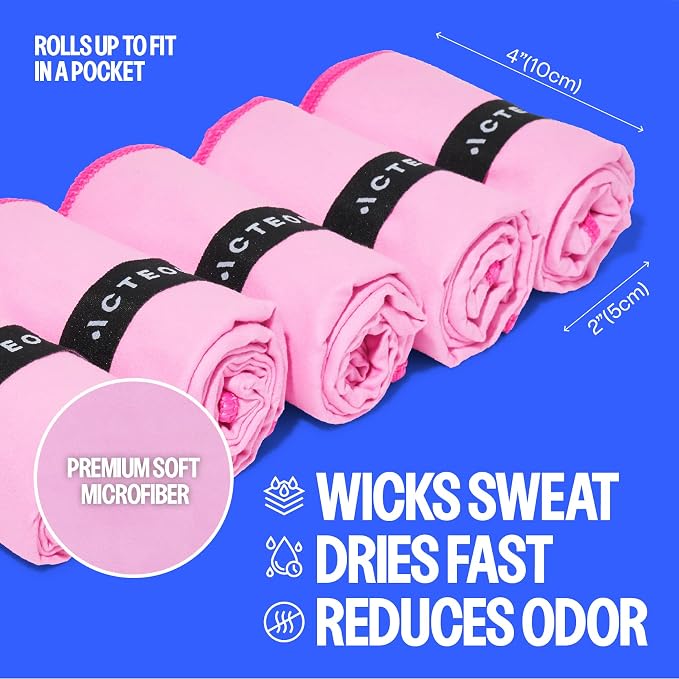 Acteon Microfiber Gym Towels 5 Pack – Quick Dry, Super Absorbent Sweat Towels - Image 4